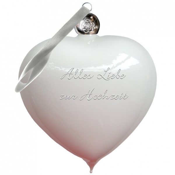 Glas Herz mit Gravur - graviertes Herz - Alles liebe zur Hochzeit